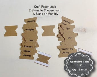 Craft Paper Planner Tabs, Adhesive Planner Tabs, Tabs for Planners, Divider Tabs, Book Tabs, Notebook Tabs, Planner Tabs