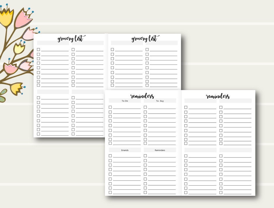 A5 TN List Printables Travelers Notebook Printable Inserts - Etsy