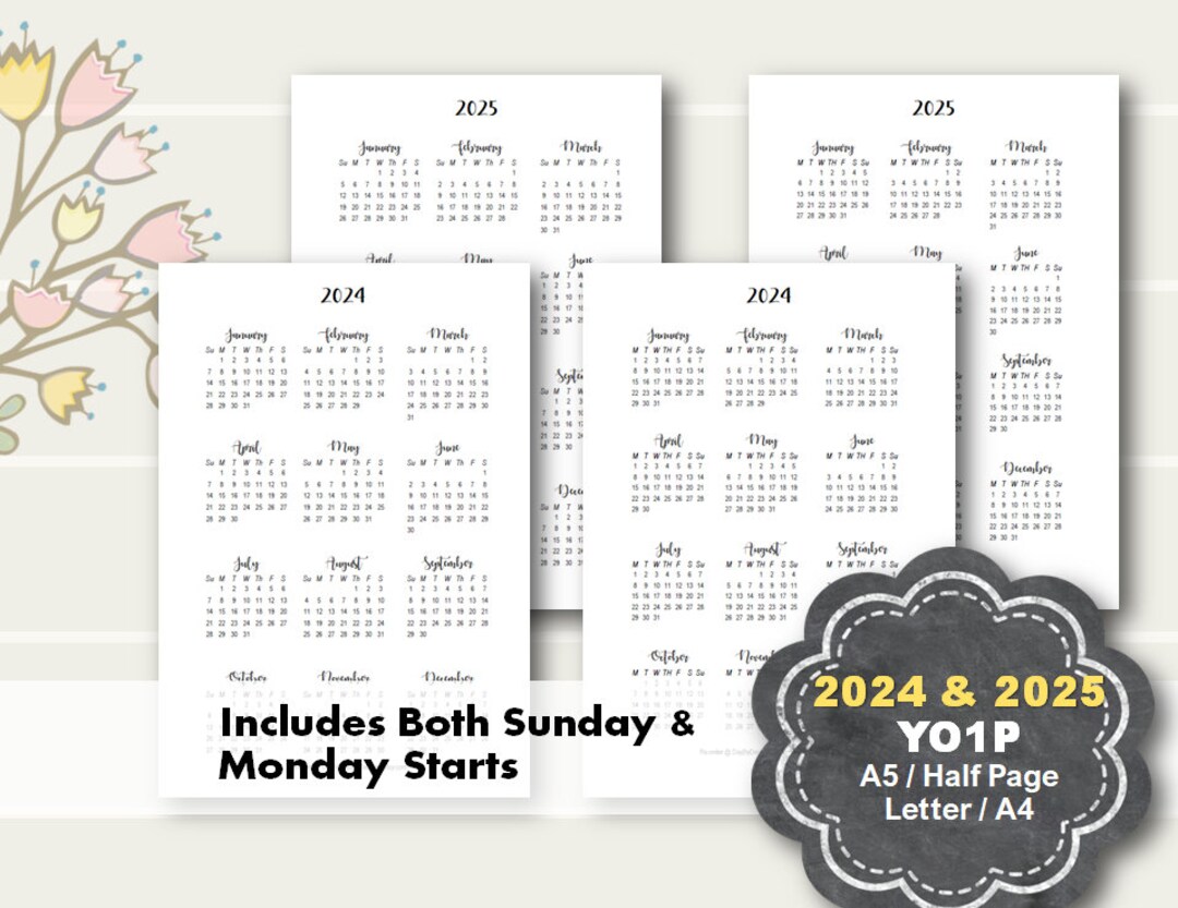 Year View Planner Printable, 2024 Year View Printable, 2025 Year View