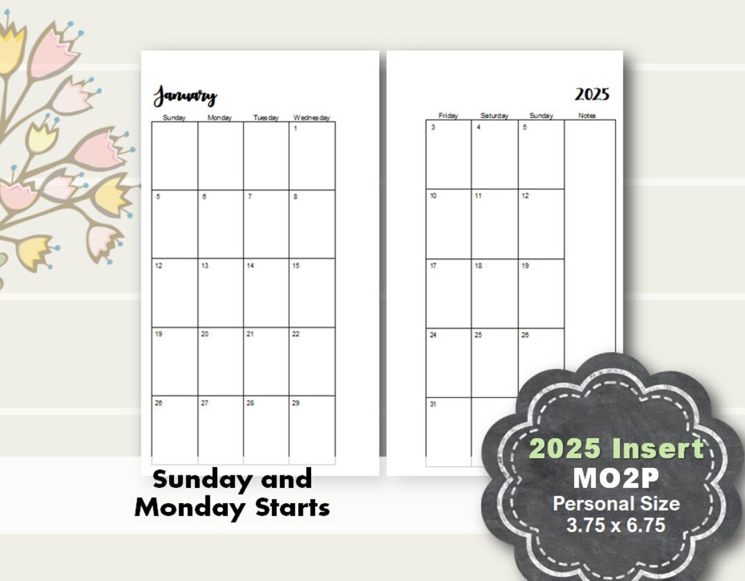 PERSONAL SIZE 2025, Monthly Planner Printable, Monthly Planner Inserts