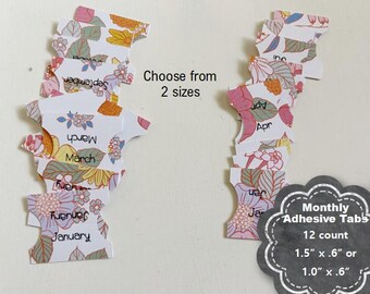 Monthly Planner Tabs, Adhesive Planner Tabs, Tabs for Planners, Divider Tabs, Monthly Tabs, Monthly Adhesive Tabs, Jan-Dec Tabs