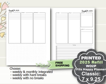 PRINTED 2025 Fits Happy Planner Classic, Weekly Insert, Happy Planner Classic Insert, Happy Planner Insert, Weekly and monthly inserts