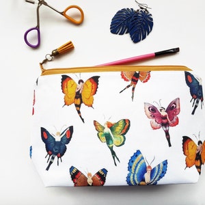 Large Make-up Bag,mothers day gift,wash bag,womens gift ideas,butterflies,butterfly toiletries bag,cosmetics bag,zipper pouch,canvas.