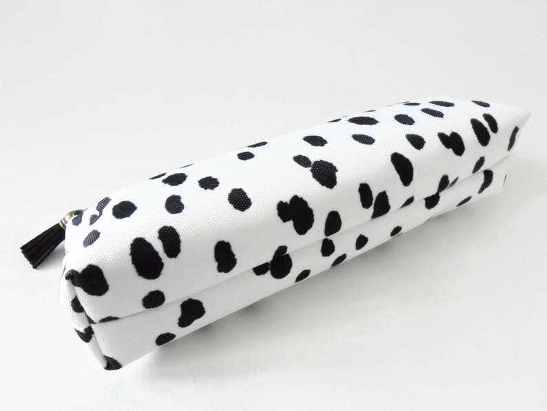 Art gifts, Dalmatian print, pencil pouch, brush bag, cosmetic pouch. image 2