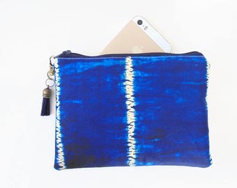 Mum gifts, sewing Pouch, tie dye, shibori, Passport wallet, travel wallet, small zipper bag, wallet pouch.