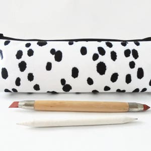 Art gifts, Dalmatian print, pencil pouch, brush bag, cosmetic pouch. image 1