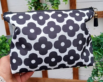 Canvas Wash bag, Mary Quant vintage print, cosmetic bag, zip bag, make up bag.