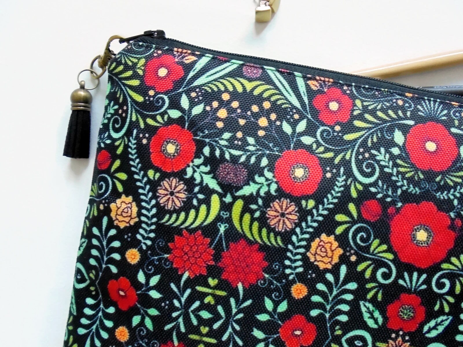 Gifts for Her Folky Floral Folk Pocket Bag Travel Bag Etsy