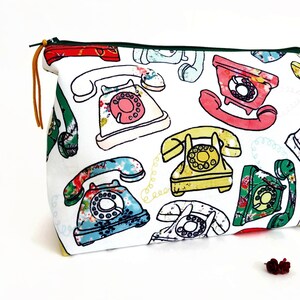 Giften voor haar wassen tas, retro telefoon, reistas, cosmetische zak, zakje met ritssluiting, make-up tas.