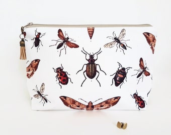 Bugs,moths,insects wash bag,dumpy bag,toiletries bag,cosmetic bag, zip bag, make up bag.