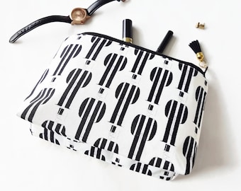 Gifts for her, Canvas Wash bag, Monochrome, cosmetic bag, zip bag, make up bag,toiletry zipper bag.top hats and tails.