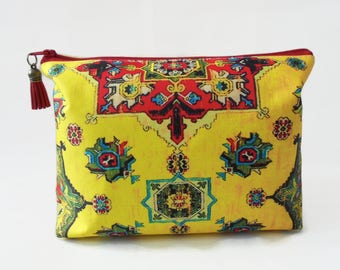 Gifts for her, Wash bag,Turkish, kilim, persian travel bag, cosmetic bag, zip bag, make up bag.