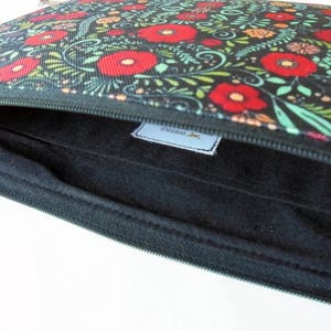 Gifts for her, Folky floral, folk pocket bag, travel bag, cosmetic bag, zip bag, make up bag, cosmetic pouch. image 3