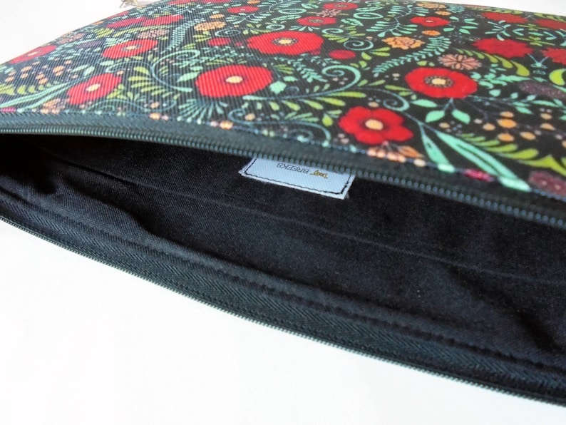 Gifts for her, Folky floral, folk pocket bag, travel bag, cosmetic bag, zip bag, make up bag, cosmetic pouch. image 3
