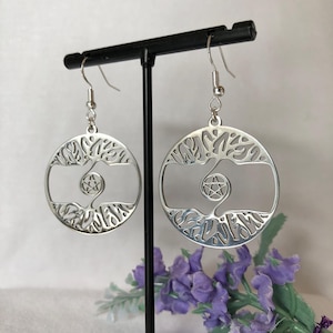 Earrings Pentagram Tree of Life Jewelry Celtic Earrings World Tree Earrings Tree of Life Gift Yggdrasil