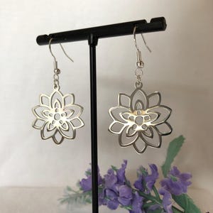 Earrings Flower of Life Seed of Life Dangle Earrings Gift Boho Silver Earrings Yoga Meditation