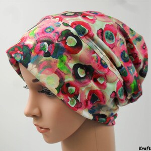 Hitzemütze Blumenmeer mitteldick, Chemo Kopfbedeckung Mütze Bild 5