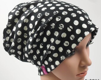 Chemo Kopfbedeckung, Chemo Mütze schwarz/weiß Jersey Mütze