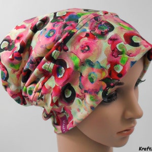 Hitzemütze Blumenmeer mitteldick, Chemo Kopfbedeckung Mütze Bild 1