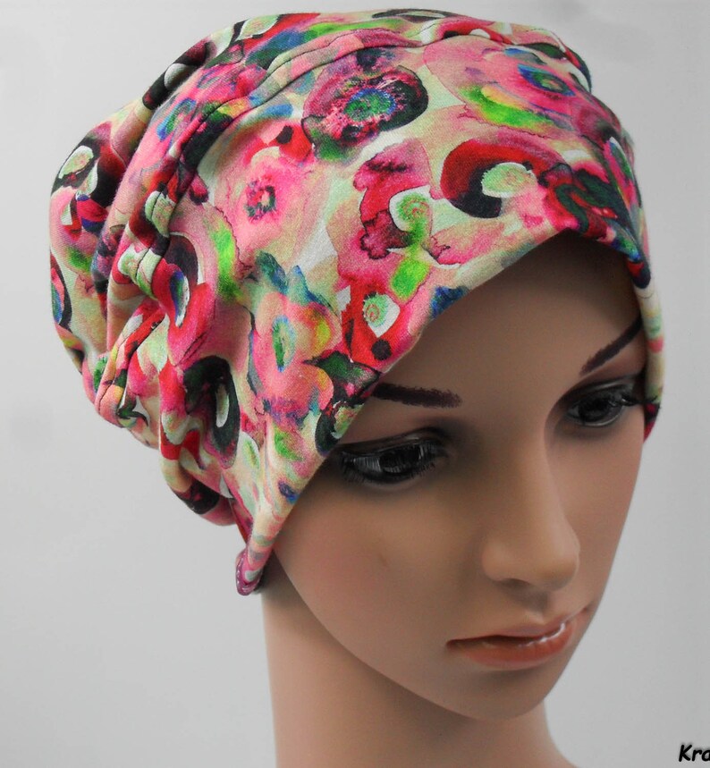 Hitzemütze Blumenmeer mitteldick, Chemo Kopfbedeckung Mütze Bild 3