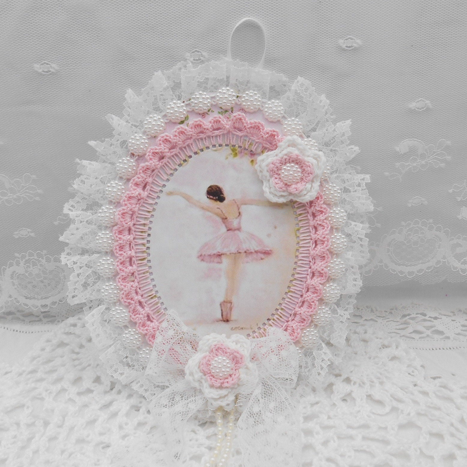 Ornement Ovale Danseuse Ballet Esprit Shabby Fait Main, Décoration, Maison et Déco, Décoration Intér