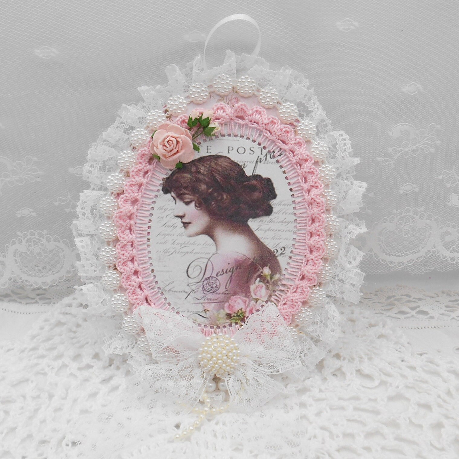 Ornement Ovale Ladies Esprit Shabby Fait Main, Décoration, Maison et Déco, Décoration Intérieur, Acc