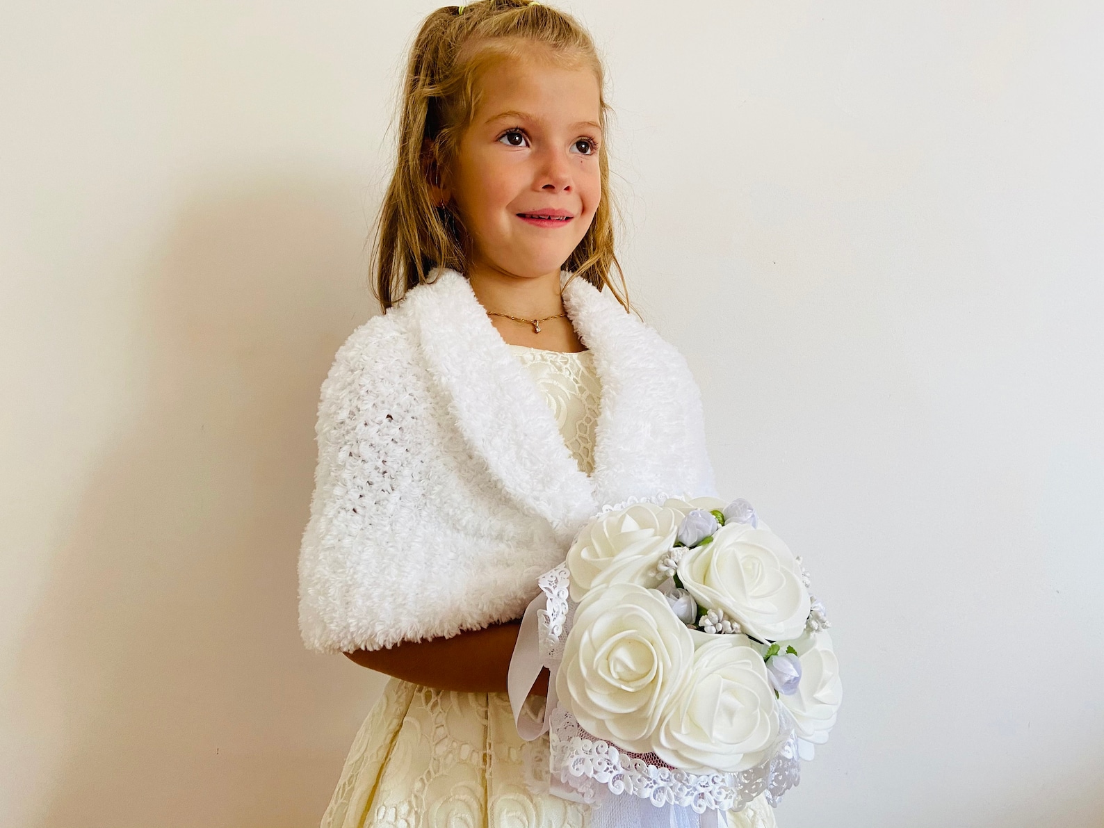 From USA Flower Girl Shawl White Shrug Winter Wedding Shawl Etsy