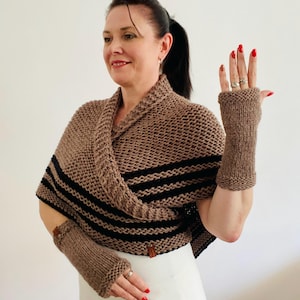 USA Outlander Alpaca Shawl Brown Claire Wool triangle Wrap Black  33