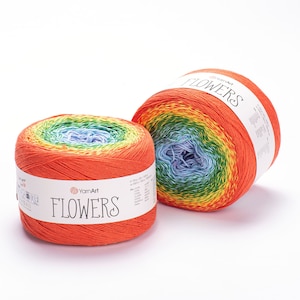 Yarn FLOWERS MOONLIGHT YarnArt Gradient 250 g 1000 meters Glitter Metallic Lurex Multicolor cotton yarn Rainbow crochet yarn hand knit yarn