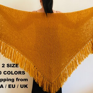 from USA Mustard bridal shawl warm knit shoulder wrap fall mohair triangle shawl fringe wool winter wedding shawl bridal cover up gift 77