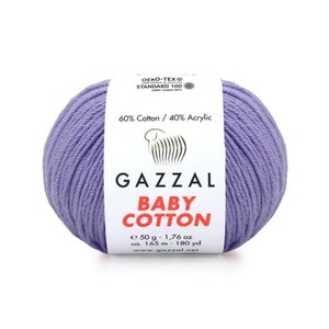 Yarn GAZZAL BABY COTTON Yarn Organic Cotton Yarn Vegan Hypoallergenic Yarn Amigurumi Baby Yarn Booties Crochet Sweater Poncho Pullover