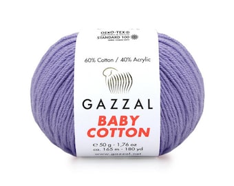 Fio GAZZAL BABY COTTON Fio Algodão Orgânico Fio Vegano Hipoalergênico Fio Amigurumi Baby Botinhas Suéter de Crochê Poncho Pulôver