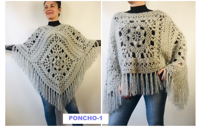Rainbow Poncho Women Plus size Festival Vegan Pride Granny square Crochet Poncho Triangle Shawl Wraps Fringe