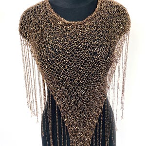 USA Gold Paillettes Lace Shawl Fringe, Brown Sparkle Bohemian Metallic Sequined Wrap, Head Scarf glitter Shiny Belly Oriental Dance