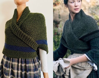 from USA Outlander shawl Claire alpaca triangle shawl celtic sontag shawl wool knit shoulder wrap cosplay Outlander gifts wife mom sister 55