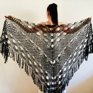 Black cotton women shawl fringe Organic cotton bridal shoulder wrap bride summer wedding bridesmaid triangle shawl soft shawl USA 20