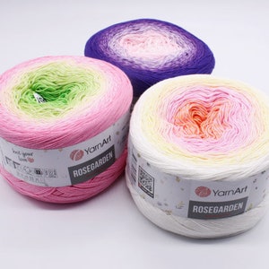 Yarn YarnArt Rosegarden 100 Cotton 250g 1000m Gradient Yarn Crochet Knitting Rainbow Yarn Cotton Lace Soft Yarn