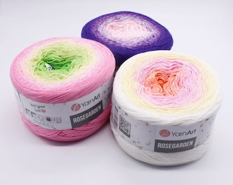 Yarn YarnArt Rosegarden 100 Cotton 250g 1000m Gradient Yarn Crochet Knitting Rainbow Yarn Cotton Lace Soft Yarn