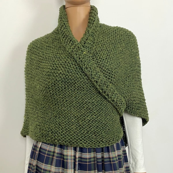 Alpaca Outlander Claire Shawl Green Wool Knit Shoulders Wrap, Sassenach warm Sontag Outlander gifts her wife highlander shawl in USA 55