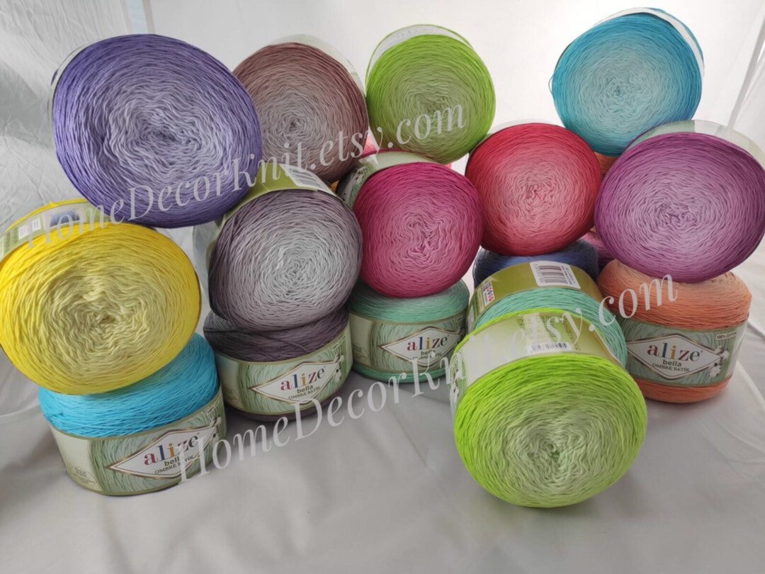 Yarn BELLA OMBRE BATIK Alize Yarn 250 Gr 100 Organic Cotton Yarn