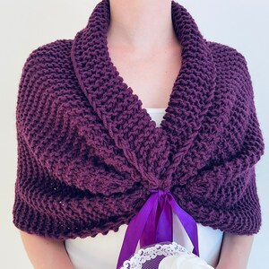 Plum plus size bridal bolero shrug wool plus size bridesmaid shawl winter wedding stole bride knit wrap bridal cover up bridal stole 44