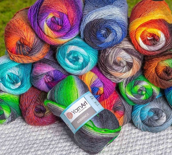 AMBIANCE Yarnart Rainbow Gradient Wool Yarn 100 G 250 Meters