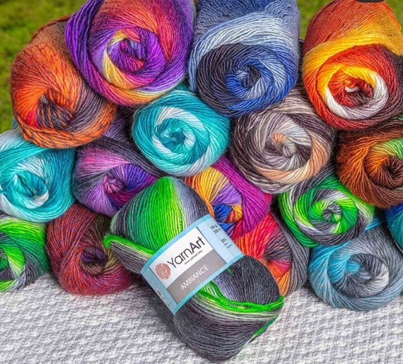 Rainbow Soft Yarn 100% Wool Gradient Multi Color Yarn for