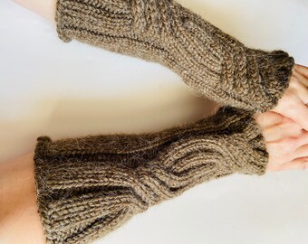 Hand Knit Alpaca Wool Long Fingerless Fleece Lined Gloves Texting Hand Warmers Ladies Women Winter College Office Gift Accessoires Handschoenen & wanten Winterhandschoenen 