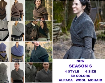 Brown Outlander SEASON 6 Shawl Claire Knit Mohair warm shoulder Wrap Alpaca, Wool sontag Triangle Shawl for Mom Her celtic 33