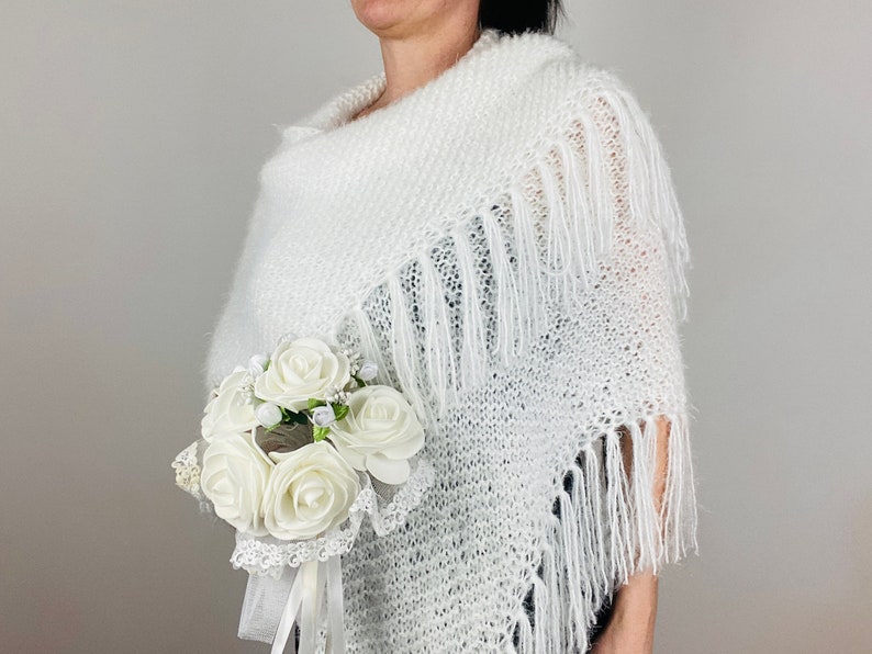 fuzzy white shawl