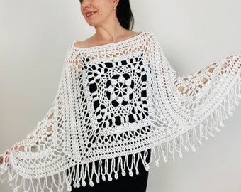 from USA White poncho fringe cotton Black alpaca poncho Blue wool poncho Gray poncho 20