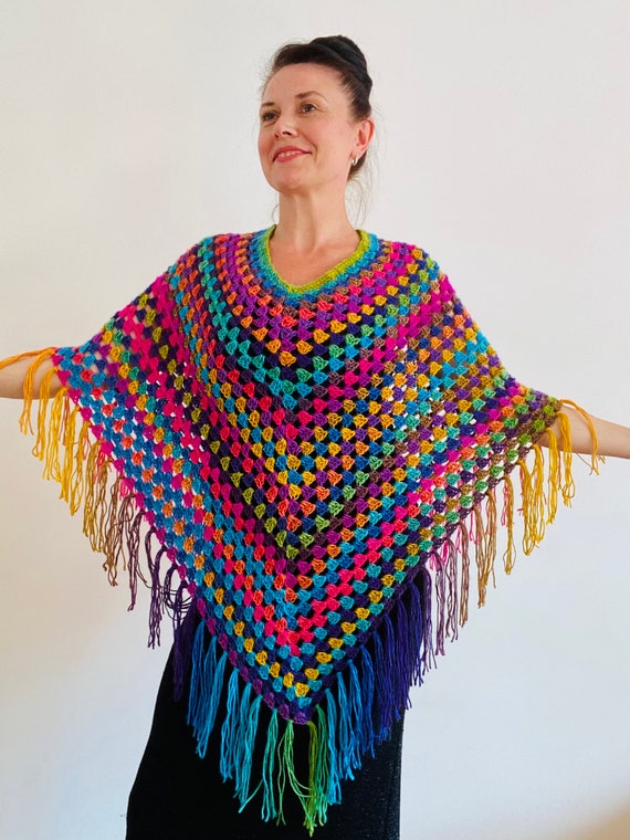 Probablemente Sinceridad una taza de Rainbow Poncho Pride Women Crochet Triangle Shawl Wraps - Etsy España Probablemente Sinceridad una taza de Rainbow Poncho Pride Women Crochet Triangle Shawl Wraps - Etsy España