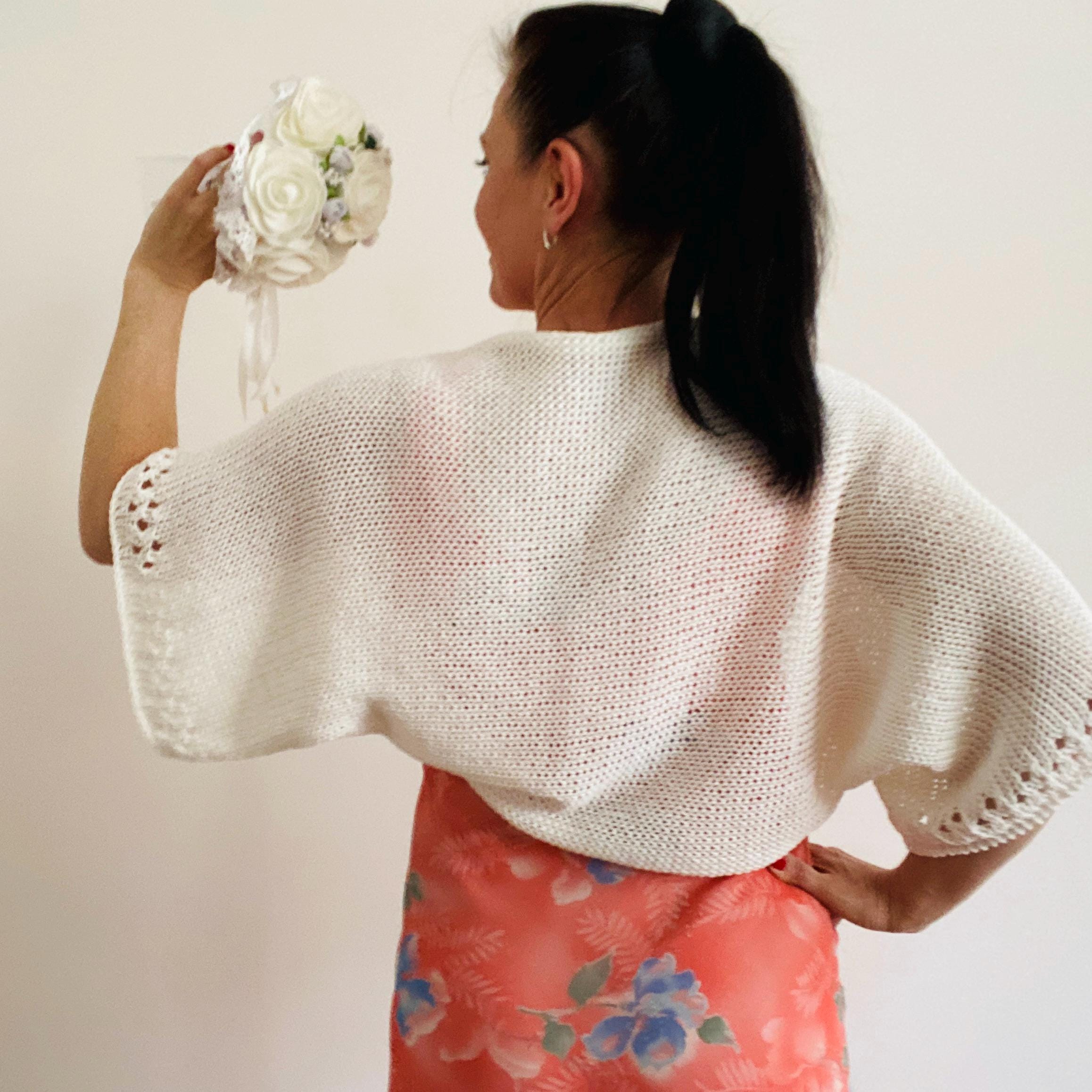 Ivory Bridal Bolero, Summer Wedding Jacket, White Organic Cotton Short…