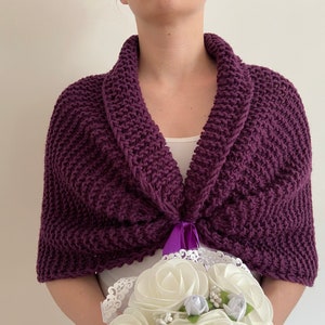 from USA Plum wedding shrug bolero, Bridesmaid shawl, Navy Blue cover up Bridal jacket Wedding Stole shawl, Off shoulder Wool shawl wrap